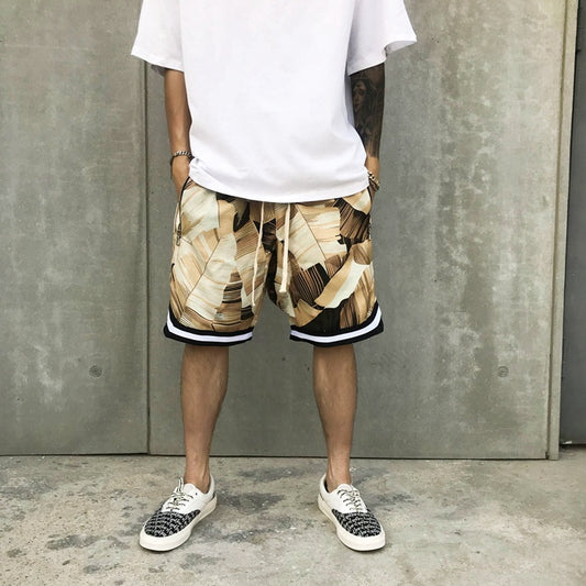 New Summer Hip Hop Shorts Floral Plaid Stripe Kanye West Style Large Pocket High Street Harem Shorts