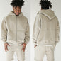 Brushed Hoody Solid Color Loose-Fit Hip Hop Zipper Jacket