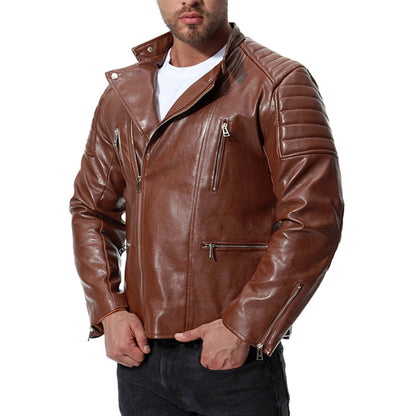 Lapel Leather Jacket Fashion Biker Style