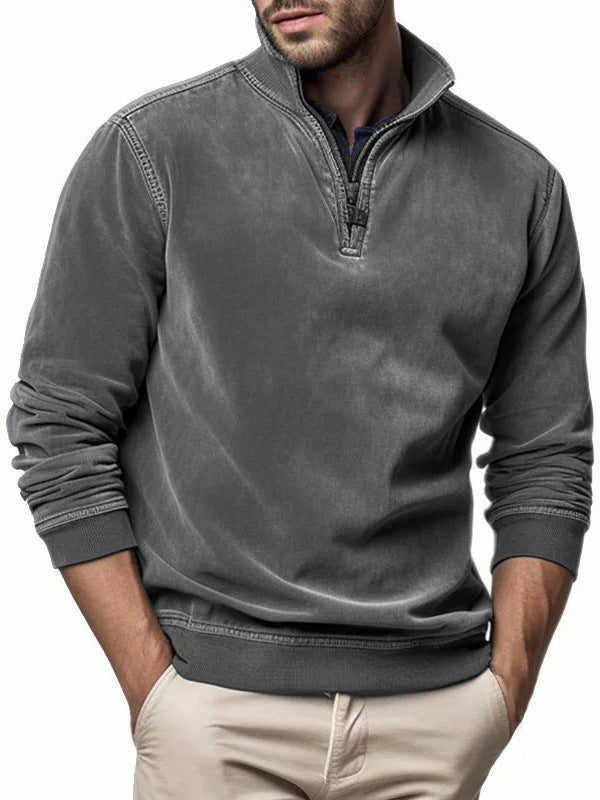 Ethnic Style Half-Zip Sweater