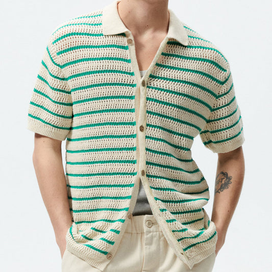 Striped Wool Sweater for Men Casual Knitwear