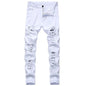 White Jeans Fashion Hip Hop Ripped Skinny