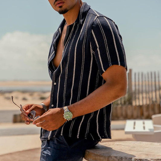 Men's Tropical Print Short Sleeve Beach Shirt Cardigan